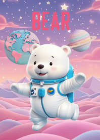 Lovely White Bear In Galaxy Theme
