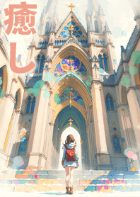 Glass Painted Church castle and Girl 1.1