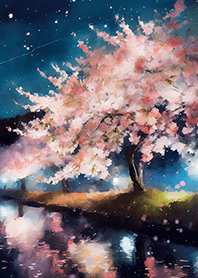 Beautiful night cherry blossoms#211