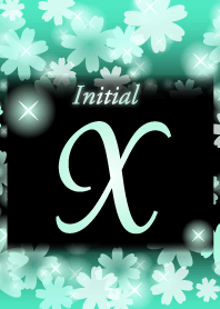X-Initial-Flower-Mint blue&black