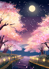 Beautiful night cherry blossoms#1965