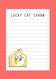 LUCKY CAT CHARM NOTEBOOKj-VERMILION