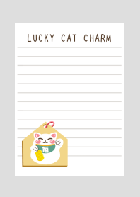 LUCKY CAT CHARM NOTEBOOKj-GREY