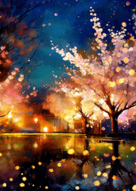 Beautiful night cherry blossoms#4