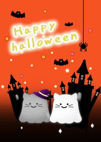 ghost cat halloween theme orange