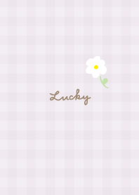 チェック柄　白い花一輪22