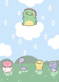 dino in the rain