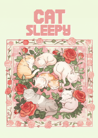 cat gang in rose flower_2