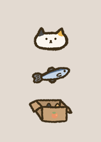 Calico Cat And Fish ( Left Black )