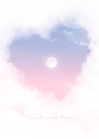 Heart Cloud & Moon - blue & pink 12