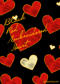 Black Red Embroidered Heart