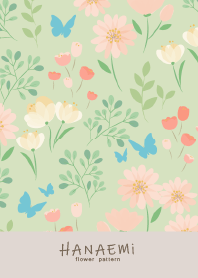 HANAEMI flower pattern -sky green-