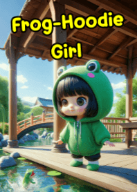 เด็กน้อยเสื้อฮู้ดกบสีเขียวที่ศาลาริมน้ำ