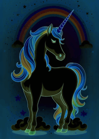 幸運的美麗獨角獸(護眼黑色)