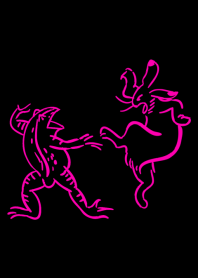 鳥獣戯画 <筆描き> 兎黒躑躅式