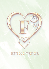 [ F ] Heart Charm & Initial  - Green