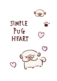 simple pug heart white blue.
