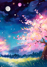 Beautiful night cherry blossoms#2550