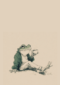 Vintage Ink: Olive Green Frog Sketch
