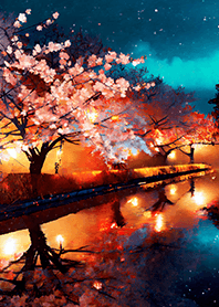 Beautiful night cherry blossoms#1829