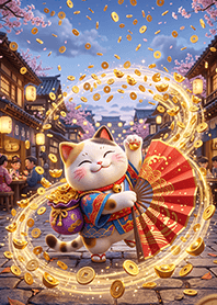 Maneki Neko: With the Lucky Gourd Fan