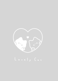 Pair Cats in Heart(line)/gray.