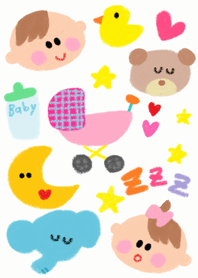 Baby boy girl crayon x white