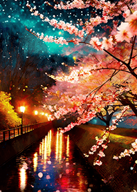 Beautiful night cherry blossoms#612