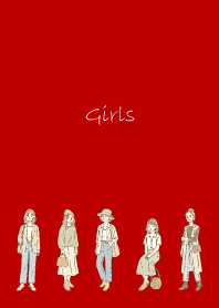 Fashionable Girl on red & beige