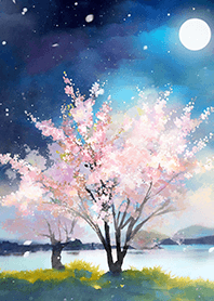 Beautiful night cherry blossoms#389