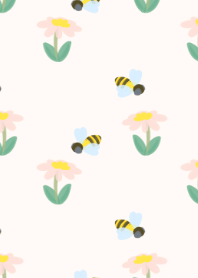 A hardworking bee in a flower garden