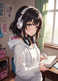 音楽を聴いている女の子 oeRLl