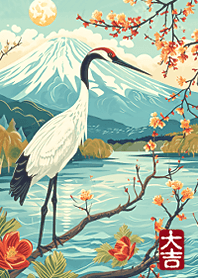 富士山和鶴