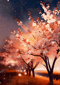 Beautiful night cherry blossoms#2309