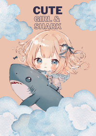 Cute girl and cute shark