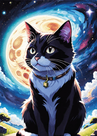 Night Moon Star Cat 4eA464