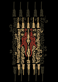 ยันต์สาริกาลิ้นทอง ห้าแถว :สีดำ