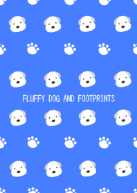 FLUFFY DOG AND FOOTPRINTSj-BLUE-WHITE