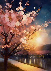 Beautiful night cherry blossoms#807