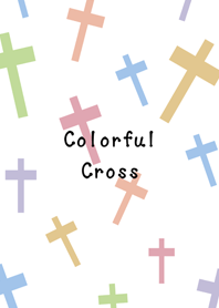 a lot of colorful crosses