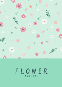 FLOWER MINT GREEN-NATURAL 64