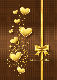 Gold Heart & Gold Ribbon #2020 brown