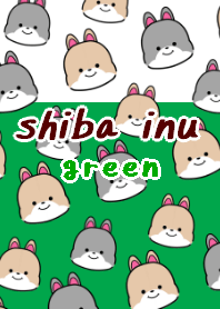 shibainu dog theme5 green
