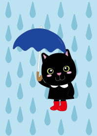 Rainy Black cat theme