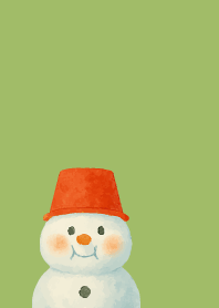 Expressive snowman7 on moss green