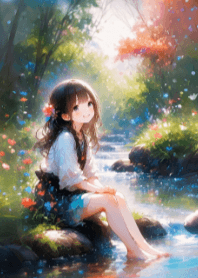 可愛的女孩和美麗的大自然 V.42