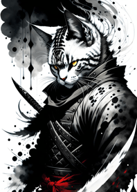 Ink wash cat samurai 892C0d