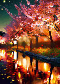 Beautiful night cherry blossoms#1206