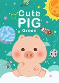 misty cat-cute pig Galaxy green2