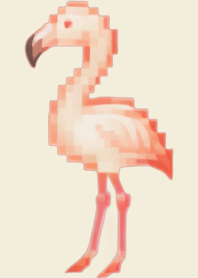 ธีม Flamingo Pixel Art สีเบจ 03